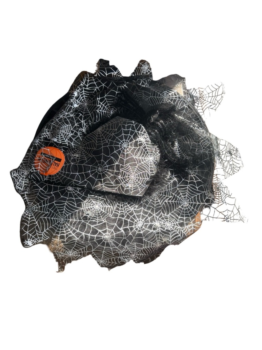 Halloween Spiderweb Veil Hat - Black